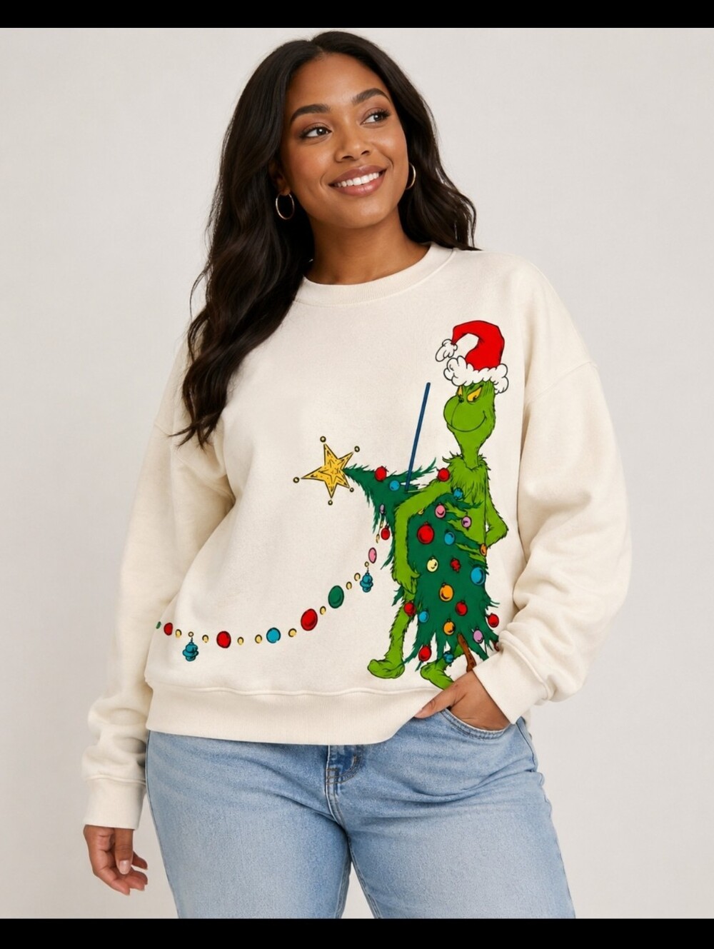 The Grinch Stole Christmas 2 Sided Super Soft Sweatshirt Dr Seuss Size L